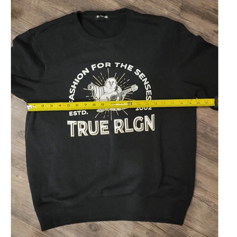 True Religion Black Buddha Graphic Crewneck Sweatshirt Fashion For The Senses S